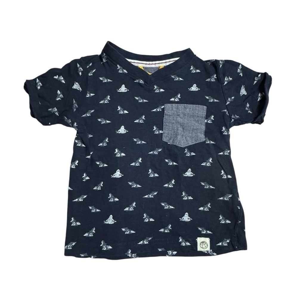 FREE PLANET TEE 100% COTTON. BLUE WITH sharks SIZE 3T k33